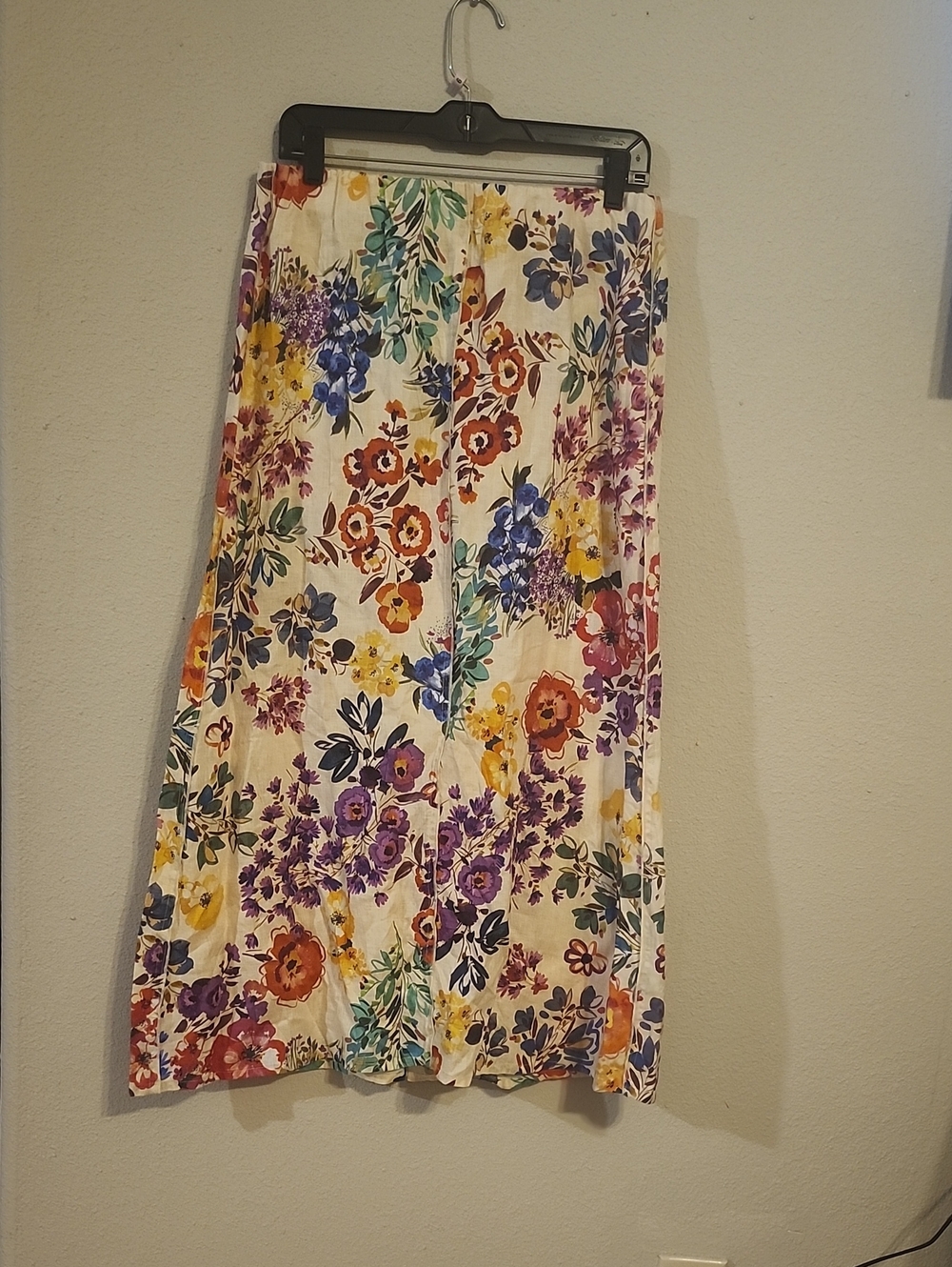 Johnny Was Cream Midi Skirt with Multicolor Floral Print